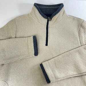 Weird Fish Beye Eco 1/4 Zip Grid Fleece Pullover Women Size 16 Ecru Cream